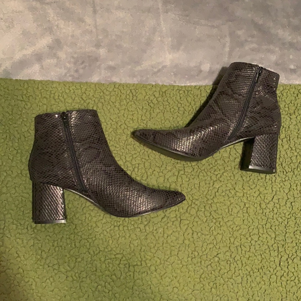 Black Snakeskin Booties